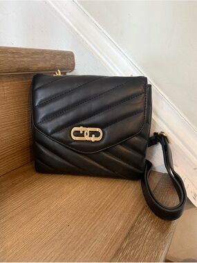 Brand new time and tru Black Quilted Crossbody Bag with Gold Hardware.
